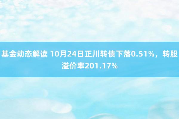 基金动态解读 10月24日正川转债下落0.51%，转股溢价率201.17%