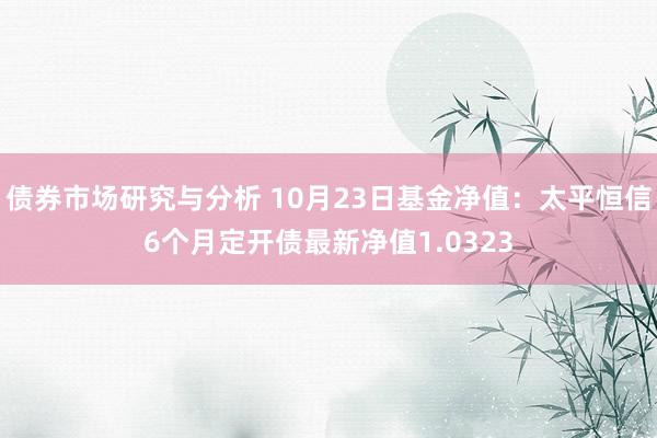 债券市场研究与分析 10月23日基金净值：太平恒信6个月定开债最新净值1.0323