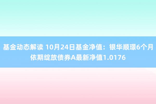 基金动态解读 10月24日基金净值：银华顺璟6个月依期绽放债券A最新净值1.0176