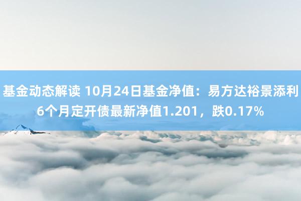 基金动态解读 10月24日基金净值：易方达裕景添利6个月定开债最新净值1.201，跌0.17%