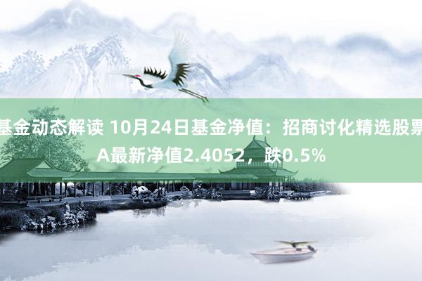 基金动态解读 10月24日基金净值：招商讨化精选股票A最新净值2.4052，跌0.5%