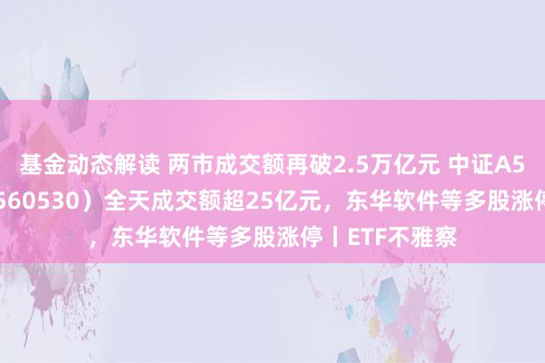 基金动态解读 两市成交额再破2.5万亿元 中证A500ETF摩根（560530）全天成交额超25亿元，东华软件等多股涨停丨ETF不雅察