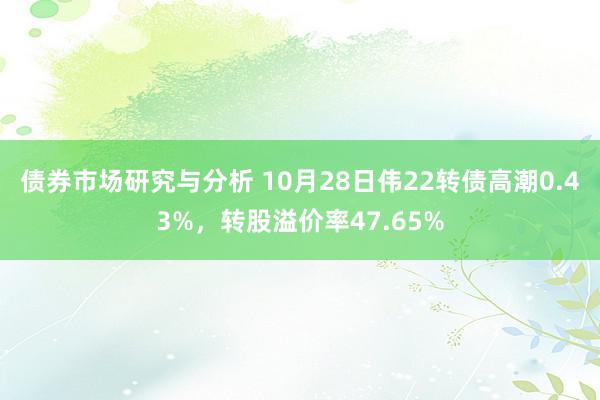 债券市场研究与分析 10月28日伟22转债高潮0.43%，转股溢价率47.65%