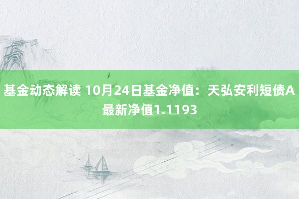 基金动态解读 10月24日基金净值：天弘安利短债A最新净值1.1193