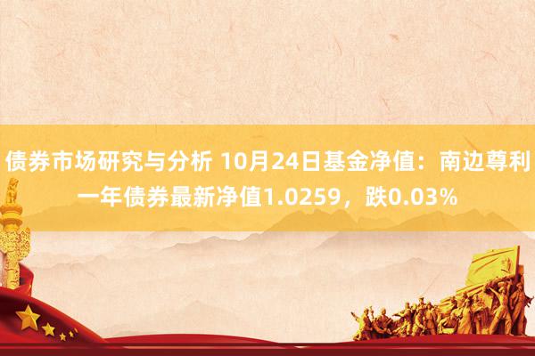 债券市场研究与分析 10月24日基金净值：南边尊利一年债券最新净值1.0259，跌0.03%