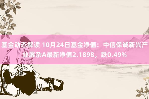 基金动态解读 10月24日基金净值：中信保诚新兴产业羼杂A最新净值2.1898，跌0.49%