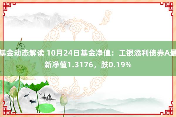 基金动态解读 10月24日基金净值：工银添利债券A最新净值1.3176，跌0.19%