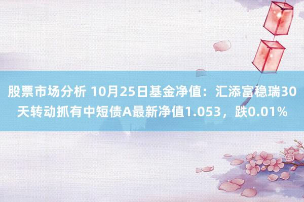 股票市场分析 10月25日基金净值：汇添富稳瑞30天转动抓有中短债A最新净值1.053，跌0.01%