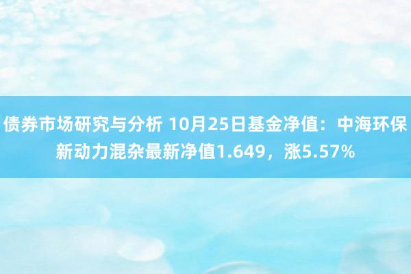 债券市场研究与分析 10月25日基金净值：中海环保新动力混杂最新净值1.649，涨5.57%