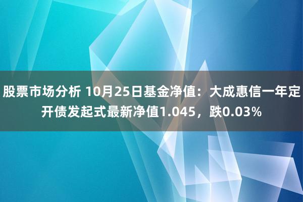 股票市场分析 10月25日基金净值：大成惠信一年定开债发起式最新净值1.045，跌0.03%