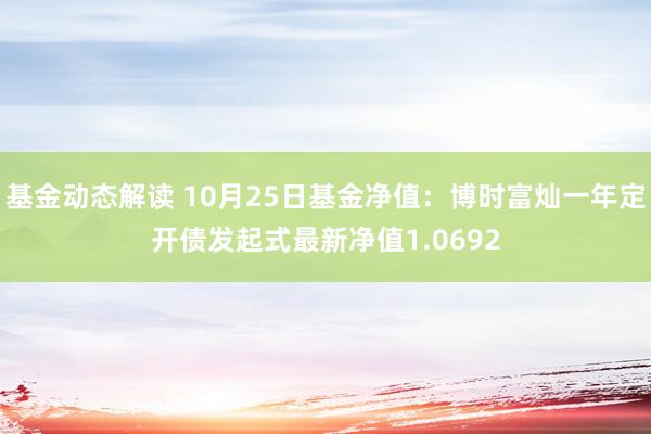 基金动态解读 10月25日基金净值：博时富灿一年定开债发起式最新净值1.0692