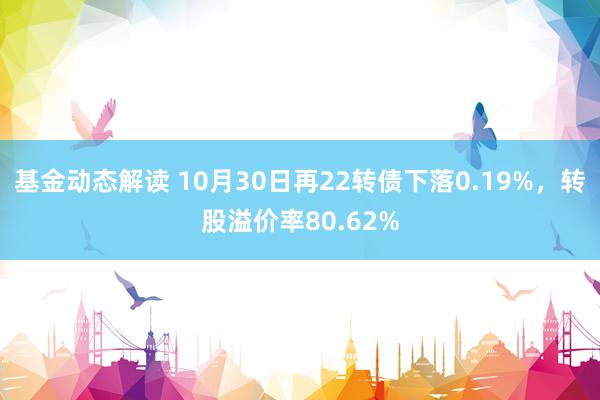 基金动态解读 10月30日再22转债下落0.19%，转股溢价率80.62%