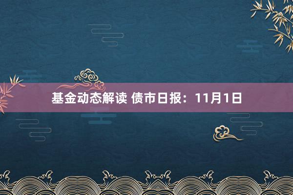 基金动态解读 债市日报：11月1日