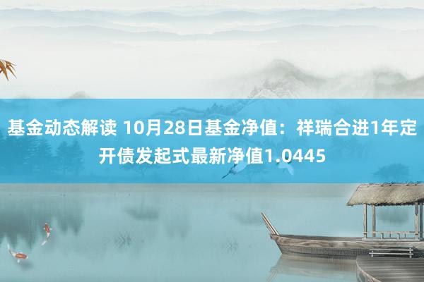 基金动态解读 10月28日基金净值：祥瑞合进1年定开债发起式最新净值1.0445