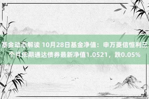 基金动态解读 10月28日基金净值：申万菱信恒利三个月依期通达债券最新净值1.0521，跌0.05%