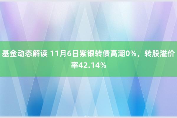 基金动态解读 11月6日紫银转债高潮0%，转股溢价率42.14%