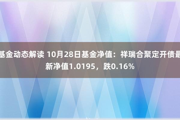 基金动态解读 10月28日基金净值：祥瑞合聚定开债最新净值1.0195，跌0.16%