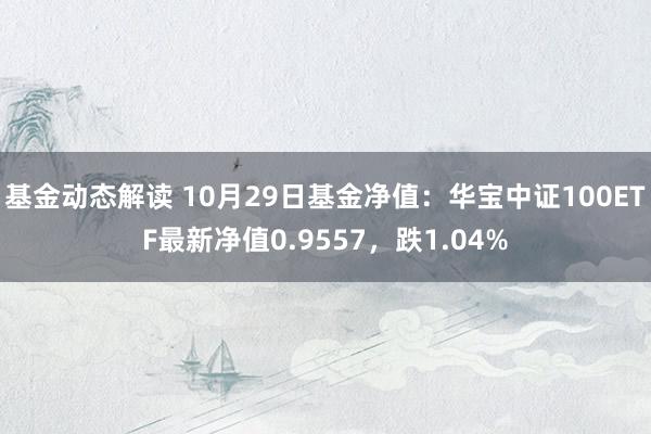 基金动态解读 10月29日基金净值：华宝中证100ETF最新净值0.9557，跌1.04%