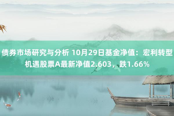 债券市场研究与分析 10月29日基金净值：宏利转型机遇股票A最新净值2.603，跌1.66%