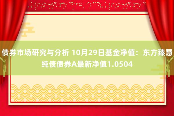 债券市场研究与分析 10月29日基金净值：东方臻慧纯债债券A最新净值1.0504