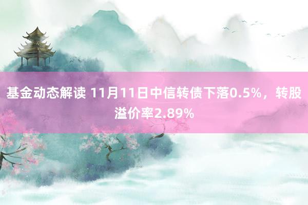 基金动态解读 11月11日中信转债下落0.5%，转股溢价率2.89%