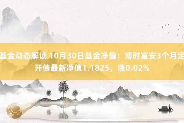 基金动态解读 10月30日基金净值：博时富安3个月定开债最新净值1.1825，涨0.02%