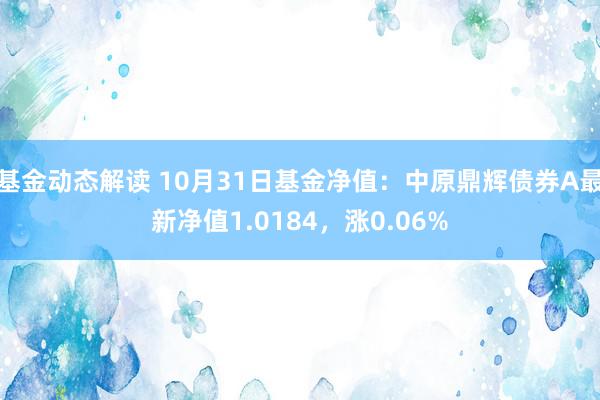 基金动态解读 10月31日基金净值：中原鼎辉债券A最新净值1.0184，涨0.06%