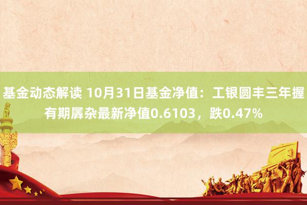 基金动态解读 10月31日基金净值：工银圆丰三年握有期羼杂最新净值0.6103，跌0.47%