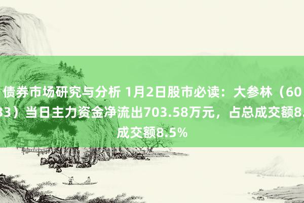 债券市场研究与分析 1月2日股市必读：大参林（603233）当日主力资金净流出703.58万元，占总成交额8.5%