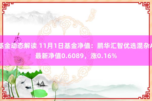 基金动态解读 11月1日基金净值：鹏华汇智优选混杂A最新净值0.6089，涨0.16%