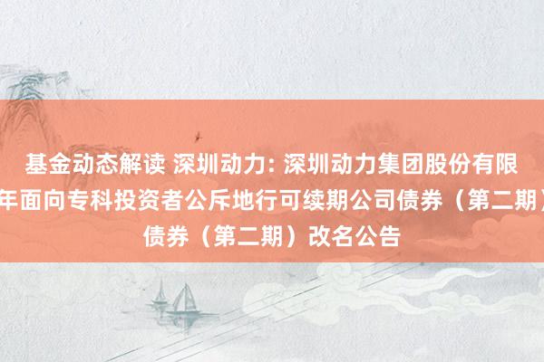 基金动态解读 深圳动力: 深圳动力集团股份有限公司2024年面向专科投资者公斥地行可续期公司债券（第二期）改名公告