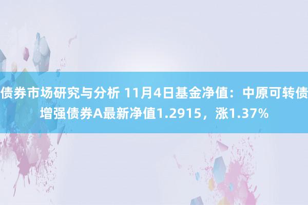 债券市场研究与分析 11月4日基金净值：中原可转债增强债券A最新净值1.2915，涨1.37%