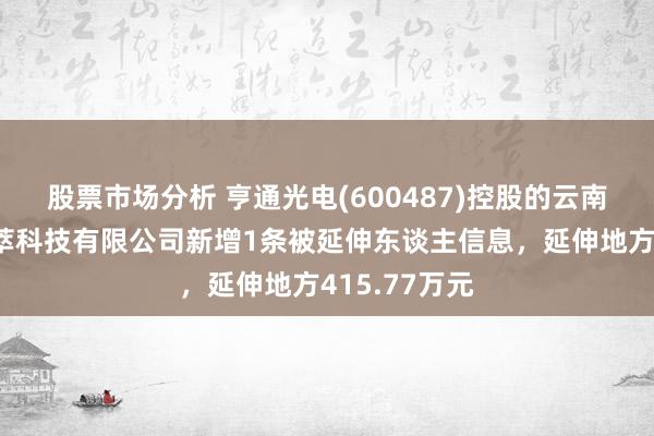 股票市场分析 亨通光电(600487)控股的云南迪庆誉联荟萃科技有限公司新增1条被延伸东谈主信息，延伸地方415.77万元