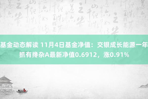 基金动态解读 11月4日基金净值：交银成长能源一年抓有搀杂A最新净值0.6912，涨0.91%