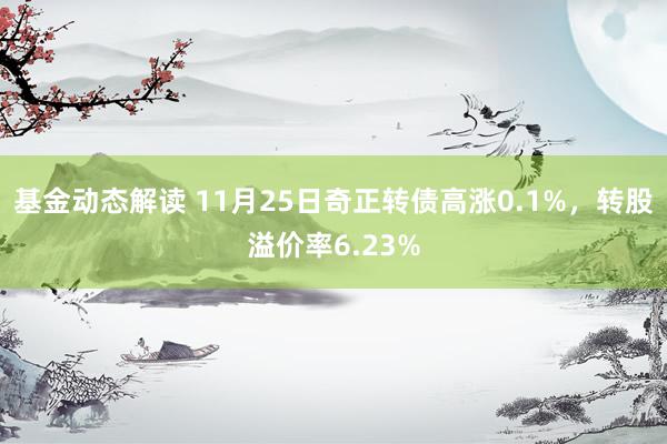 基金动态解读 11月25日奇正转债高涨0.1%，转股溢价率6.23%