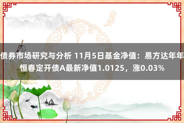 债券市场研究与分析 11月5日基金净值：易方达年年恒春定开债A最新净值1.0125，涨0.03%