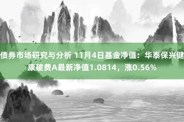 债券市场研究与分析 11月4日基金净值：华泰保兴健康破费A最新净值1.0814，涨0.56%