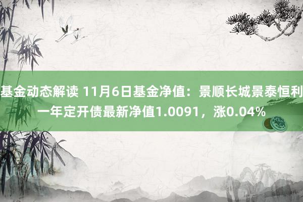 基金动态解读 11月6日基金净值：景顺长城景泰恒利一年定开债最新净值1.0091，涨0.04%