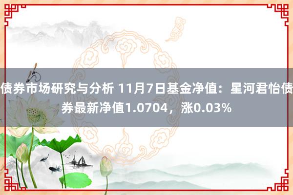 债券市场研究与分析 11月7日基金净值：星河君怡债券最新净值1.0704，涨0.03%