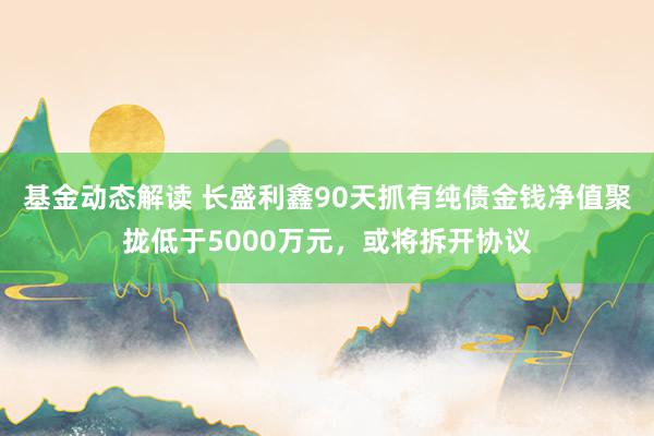 基金动态解读 长盛利鑫90天抓有纯债金钱净值聚拢低于5000万元，或将拆开协议