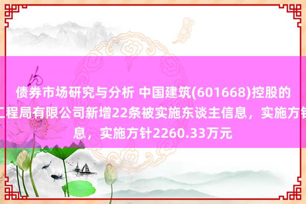 债券市场研究与分析 中国建筑(601668)控股的中国建筑第七工程局有限公司新增22条被实施东谈主信息，实施方针2260.33万元