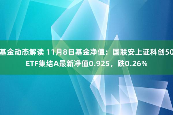 基金动态解读 11月8日基金净值：国联安上证科创50ETF集结A最新净值0.925，跌0.26%