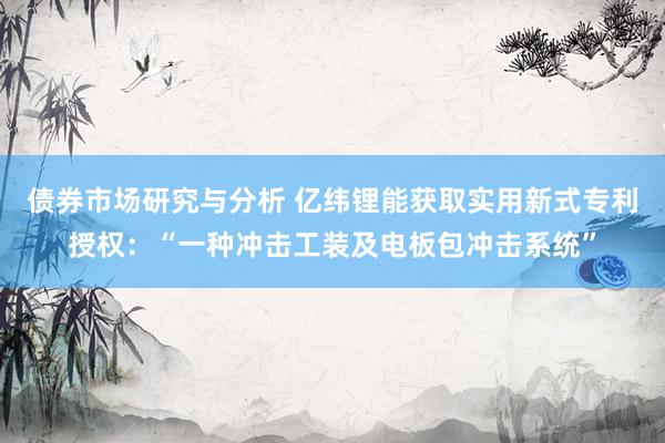 债券市场研究与分析 亿纬锂能获取实用新式专利授权：“一种冲击工装及电板包冲击系统”