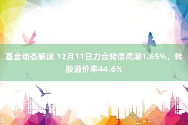 基金动态解读 12月11日力合转债高潮1.65%，转股溢价率44.6%