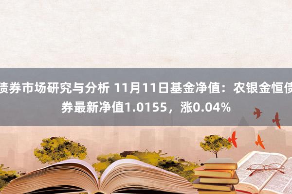 债券市场研究与分析 11月11日基金净值：农银金恒债券最新净值1.0155，涨0.04%