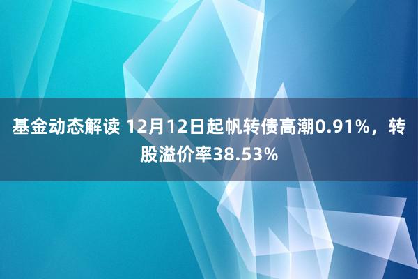 基金动态解读 12月12日起帆转债高潮0.91%，转股溢价率38.53%