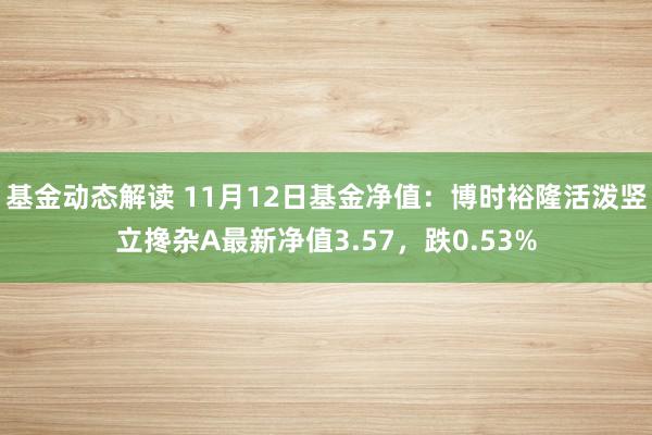 基金动态解读 11月12日基金净值：博时裕隆活泼竖立搀杂A最新净值3.57，跌0.53%