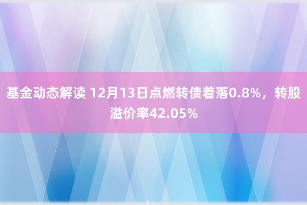 基金动态解读 12月13日点燃转债着落0.8%，转股溢价率42.05%