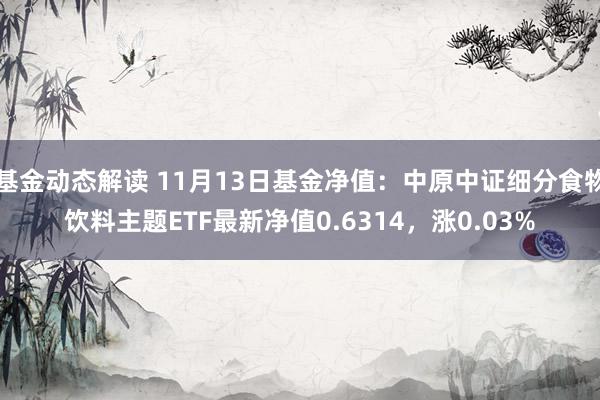 基金动态解读 11月13日基金净值：中原中证细分食物饮料主题ETF最新净值0.6314，涨0.03%