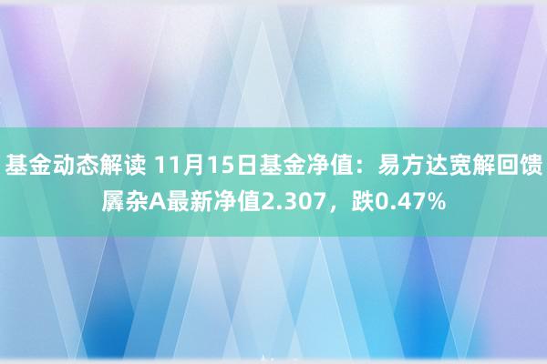 基金动态解读 11月15日基金净值：易方达宽解回馈羼杂A最新净值2.307，跌0.47%